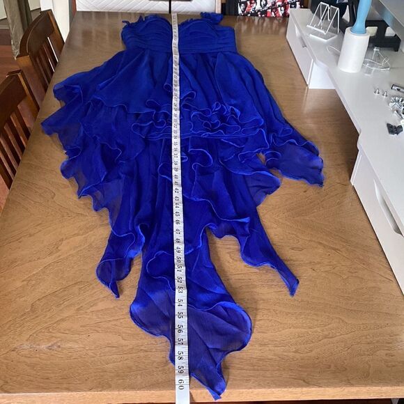 Aidan Mattox Cobalt Blue Fairycore Hi-Low Single Strap Formal Dress/ Gown Size 6 - Picture 10 of 11
